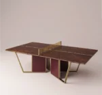 Luxury ping pong table in wood with brass details and modern sculptural design