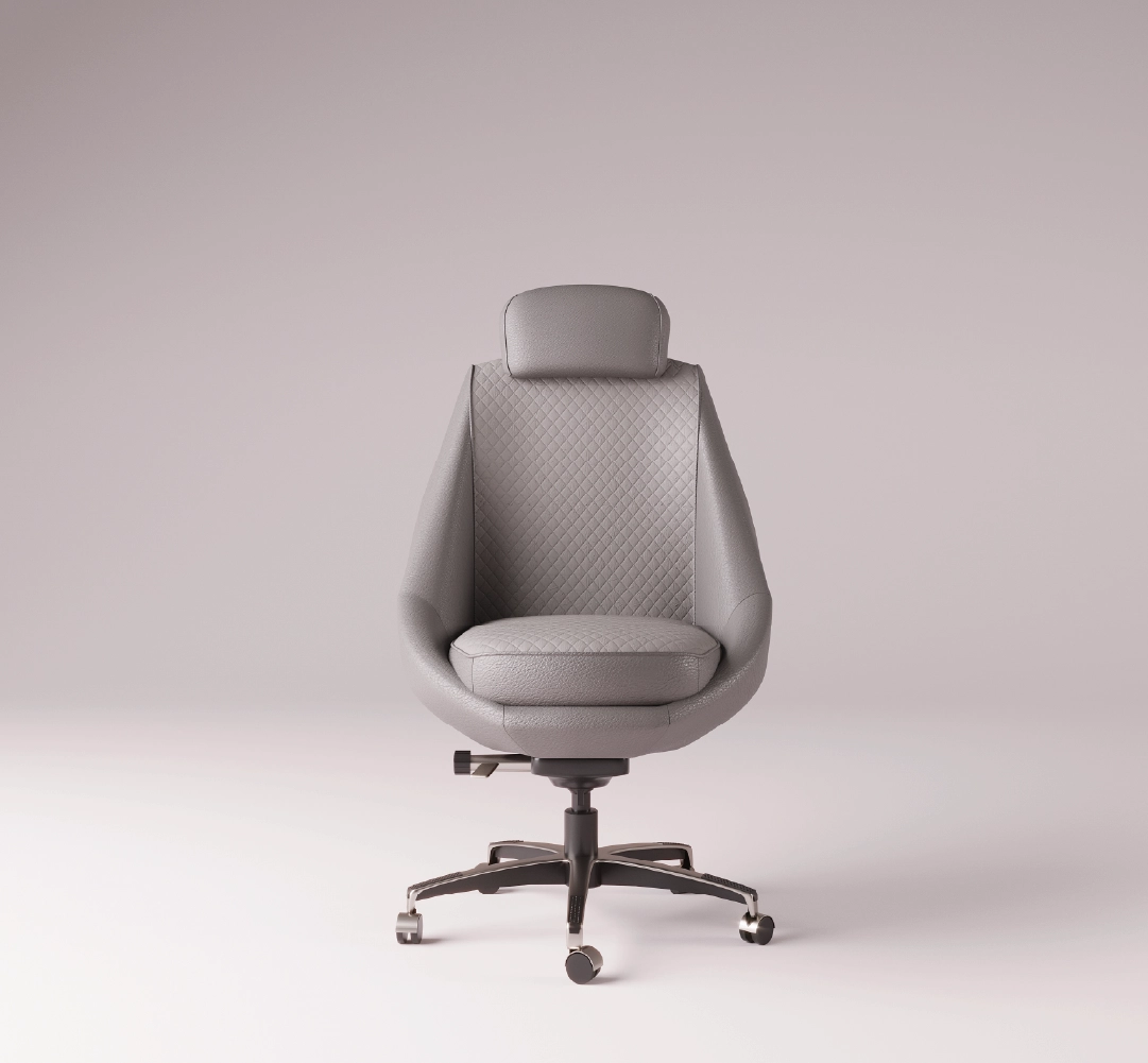 Luxury ergonomic office chair with quilted upholstery front view