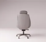 Luxury office chair with quilted upholstery and swivel base rear view