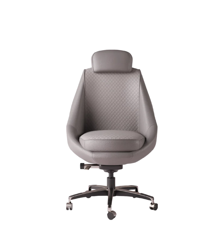 Luxury ergonomic office chair with quilted upholstery front view